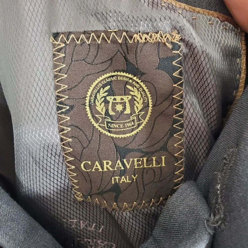 Caravelli Oxford Blazer Superior 150s 06 Drop Italian Grey Mens 40 R Dual Vent